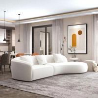 Brayden Studio Darnold White Boucle Sectional Sofa XL