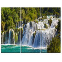 Design Art Waterfall KRKA Panorama - 3 Piece Graphic Art on Wrapped Canvas Set