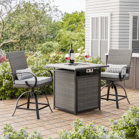 greemotion Arosa Fire Fit Dining Table And 2 Outdoor Swivel Chairs