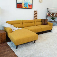 Corrigan Studio Balto L-Shaped Linen Upholstered Left Facing Sectional Couch