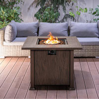 Loon Peak Loon Peak® 32” Propane Fire Pit Table 50,000 BTU Outdoor Propane Gas Fire Table with Wood-like Tabletop