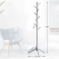 Latitude Run® Sturdy Freestanding Coat Rack with 8 Hooks,3 Adjustable Height for Child Adult