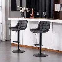 George Oliver Kaity Swivel Adjustable Height Bar Stools Leather Modern Upholstered Counter Stools