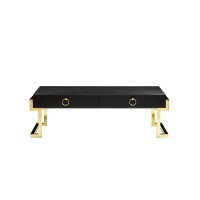 Everly Quinn Justise COFFEE TABLE IN BLACK ASH VENEER AND GOLD