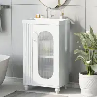 Rongeng 20" Bathroom Vanity with Sink, Bathroom Vanity Cabinet with Two-tier Shelf(White)