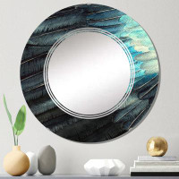 East Urban Home Blue Fragment Of A Bird Wing I - Traditional Wall Mirror Round