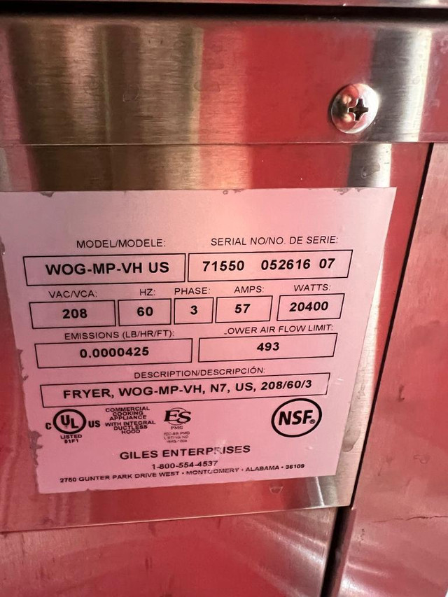 $35k giles wog-mp-vh-us electric ventless fryer like new ! Made in USA ! For only $14,995 ! CAN SHIP ANYWHERE Canada:USA in Industrial Kitchen Supplies - Image 4