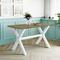 Ebern Designs 45.5'L Wood Kitchen Dining Table With X-Shape Legs