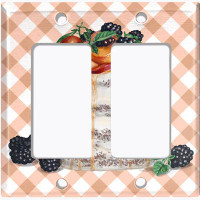 WorldAcc Metal Light Switch Plate Outlet Cover (Layered Vanilla Mixed Berry Cake - Double Rocker)