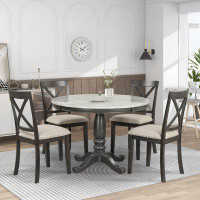 Rosalind Wheeler 5 Pieces Dining Table and Chairs Set, Kitchen Room Solid Wood Table with 4 Chairs