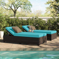 Latitude Run® Larrissa 77" Long Reclining Chaise Lounge Set with Cushions and Table