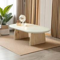 Fortuna Femme 54.72" White Solid Wood Oval Coffee Table