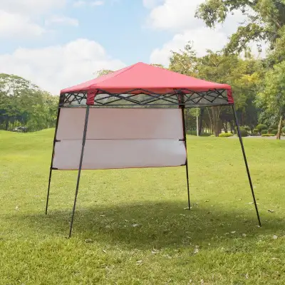 7ft x 7ft Portable Pop-Up Gazebo Canopy Outdoor Shelter Tent w Wall, Backpack Carry Bag, Red