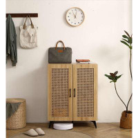 Bayou Breeze Stylish Rattan Mesh Double-Door Shoe Cabinet - Durable And Spacious Storage Solution For Home Organization