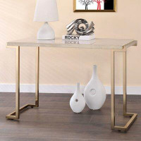 Everly Quinn Sofa Table, Gold And Marble, 44"