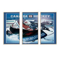Design Art Canada Is Hockey - Traditional_Canadian, ensemble de 3 toiles encadrées