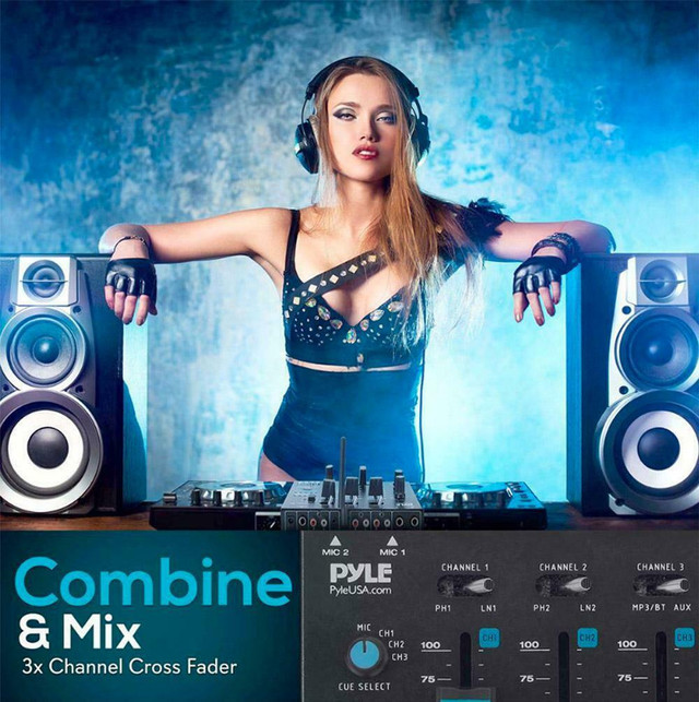 PYLE PMX88U 3 CHANNEL DJ SOUNDBOARD MIXER SYSTEM with Mic Talkover in Performance & DJ Equipment