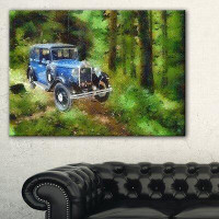 Made in Canada - Design Art 'Dark Blue Vintage Car Graphic Art Print on Wrapped Canvas