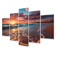 Design Art Sunset Beachside Horizon V - Coastal Metal Wall Decor Set