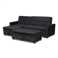 Lefancy.net Lefancy Dark Grey Fabric Upholstered Left Facing Storage Sectional Sleeper Sofa with Ottoman