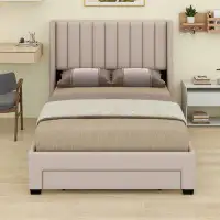 Latitude Run® Full Size Storage Bed Velvet Upholstered Platform Bed With A Big Drawer