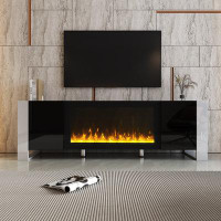 Ivy Bronx Revamp Your Space With This Contemporary Tv Stand Featuring A 34.2" Electric Fireplace, Glossy Entertainment C