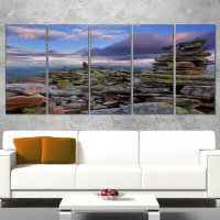 Made in Canada - Design Art Piled Stones in Summer Mountains 5 Piece Photographic Print on Wrapped Canvas Set