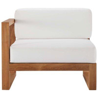 AllModern Cambridge Outdoor Patio Teak Wood Left-Arm Chair In Natural White