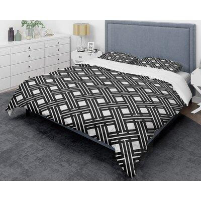 Made in Canada - East Urban Home Monochrome Geometric II Mid-Century Duvet Cover Set in Bedding