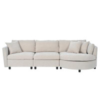 Latitude Run® Chenille Upholstered Combo Sofa With 3 Pillows