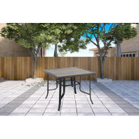 Winston Porter 35" Brown And Black Square Metal Outdoor Dining Table