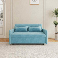 Latitude Run® Sofa Pull Out Bed Included Two Pillows 54" Velvet Sofa for Small Spaces