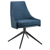 Corrigan Studio Elkader Side Chair In Blue Fabric With Black Steel Base - Set Of 1