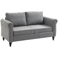 57.75 LOVESEAT FOR BEDROOM, MODERN LOVE SEAT FURNITURE WITH CURVED ARMRESTS