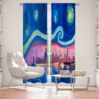 East Urban Home Lined Window Curtains 2-panel Set for Window Size by Markus - Starry Night Chicago
