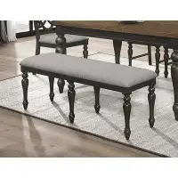 Alcott Hill 1Pc Transitional Vintage Style Standard Height Dining Bench Grey Fabric Upholstery Solid Wood Wooden Dining