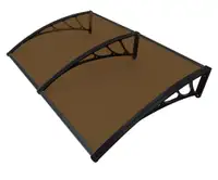 40*60Inch Dark Brown Polycarbonate Awning with Three Brackets for Windows and Doors to Shade and Rain 191044