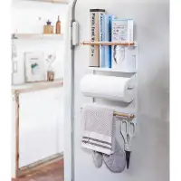 Yamazaki Home Tosca Yamazaki Home Magnetic Kitchen Storage Rack, Refrigerator Organizer Wall Holder, Steel + Wood