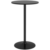 HIGH TOP BAR TABLE, MODERN ROUND DINING TABLE WITH PAINTED TOP AND STEEL BASE, BISTRO TABLE FOR 2 PEOPLE, BLACK