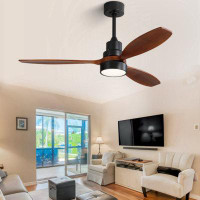 Brayden Studio 52 Inch Integrated LED Indoor Low Profile Ceiling Fan With Light Kit And Remote Control For Patio Living
