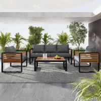Hokku Designs Large Size 4-pieces Outdoor Furniture sofa for 5 Person Conversation Set,