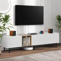 17 Stories Modern TV Stand For 80'' TV With 3 Doors, Media Console Table, Entertainment Centre With Large Storage Cabine
