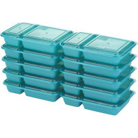 Prep & Savour GoodCook Meal Prep BPA Free Rectangle Two Compartment 10 Pack, Teal