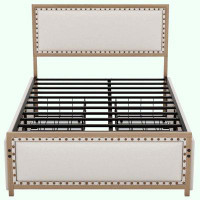 House of Hampton Upholstered Platform Bed with Nailhead Decoration and 4 Drawers