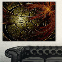 East Urban Home 'Red Yellow Metallic Fabric Flower' Oil Painting Print on Canvas