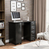 Hokku Designs Computer Desk with Drawers Multifunctional Furniture Wooden Home Office Table for Bedroom