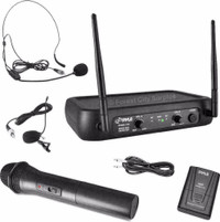 New - PYLE PDWM2140 WIRELESS MICROPHONE SYSTEM WITH HANDS FREE HEADSET - COMPARE DJ PRODUCTS AT SURPLUS PRICES !!
