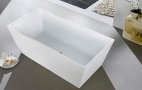 59, 63 or 67 In FreeStanding Reinforced Acrylic Composite Construction Bathtub - Brass Pop-Up Drain Incl –Chrome   KBQ