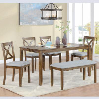 Gracie Oaks Wooden Dining Rectangular Table Set With Bench,Kitchen Dining Table Set, Kitchen Table Set