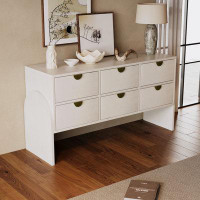 Ebern Designs Rubber Wood Venner Three-Drawer Dresser Sideboard Cabinet Console Table Sofa Table